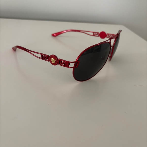 VERSACE Wire RocK Pilot Medusa 2160 Red Gold VE2160 Aviator Sunglasses Unisex